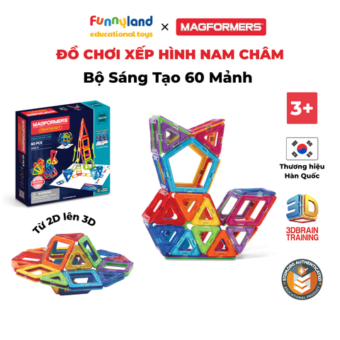 Đồ chơi xếp hình nam châm Hàn Quốc Magformers sáng tạo 60 mảnh