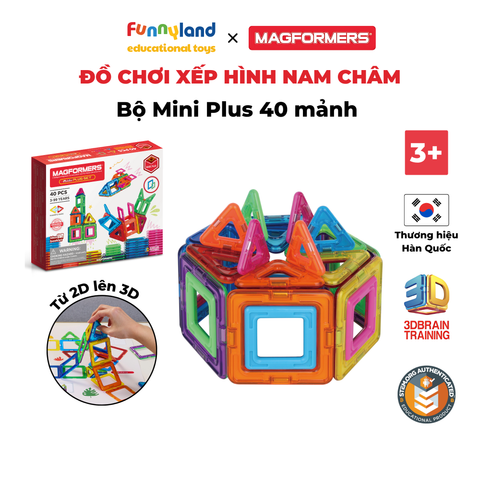 Đồ chơi xếp hình nam châm Hàn Quốc Magformers Mini Plus Set 40 mảnh