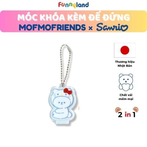 Chú Chó Bichon Frise đội nón Hello Kitty - Móc khóa kèm đế đứng 2 trong 1