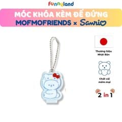 Chú Chó Bichon Frise đội nón Hello Kitty - Móc khóa kèm đế đứng 2 trong 1
