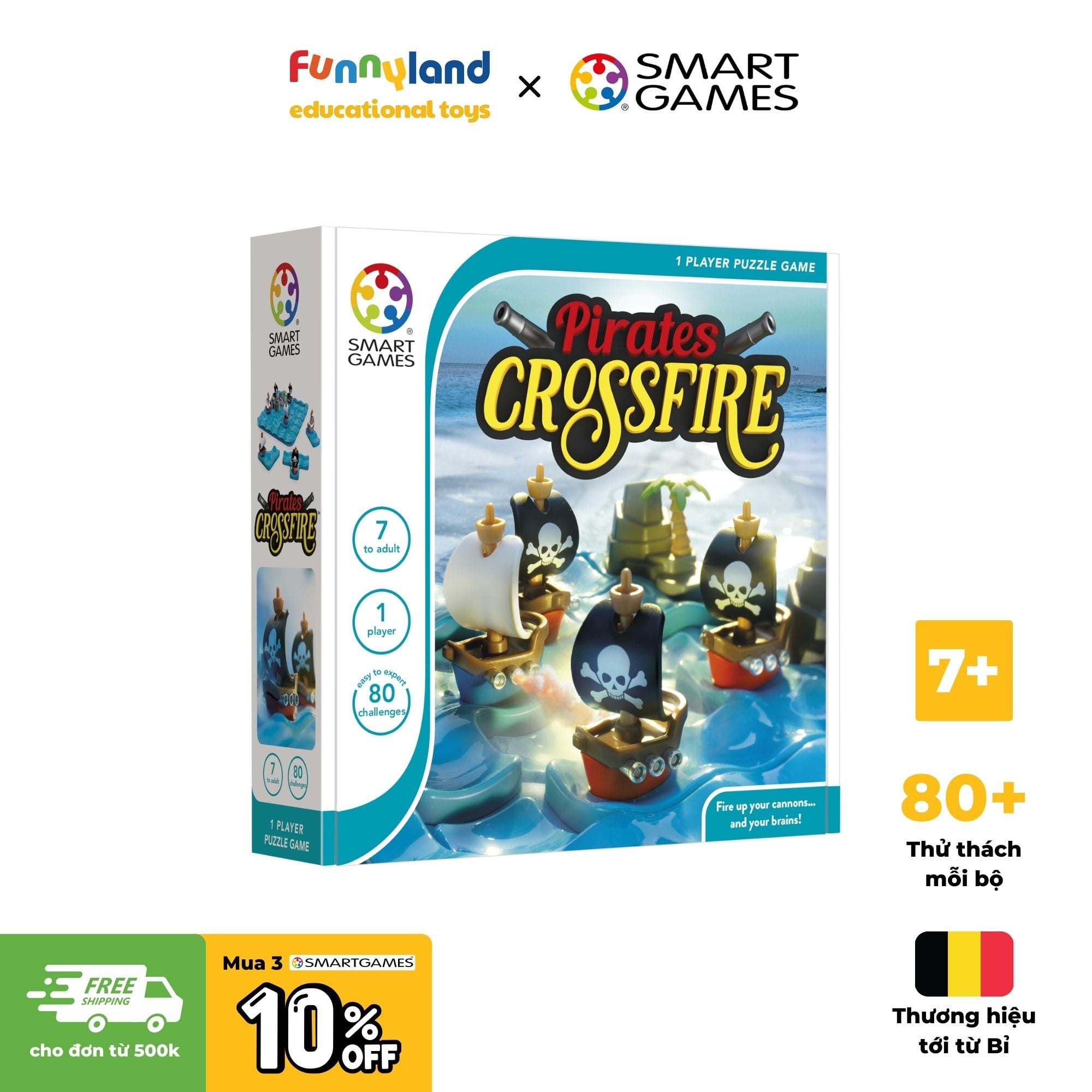 Đồ chơi trí tuệ Smartgames Thử thách Pirates Crossfire
