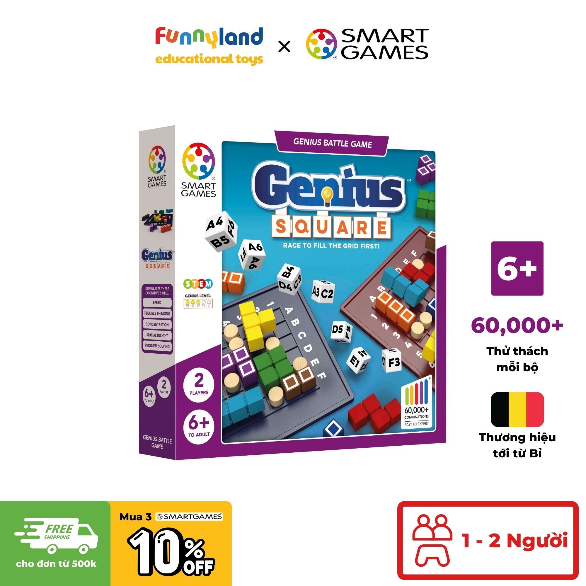 Đồ chơi trí tuệ Smartgames Thử thách Genius Square
