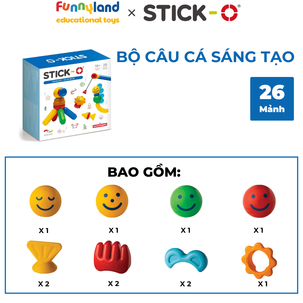 Đồ chơi xếp hình nam châm Hàn Quốc Stick-O FISHING SET