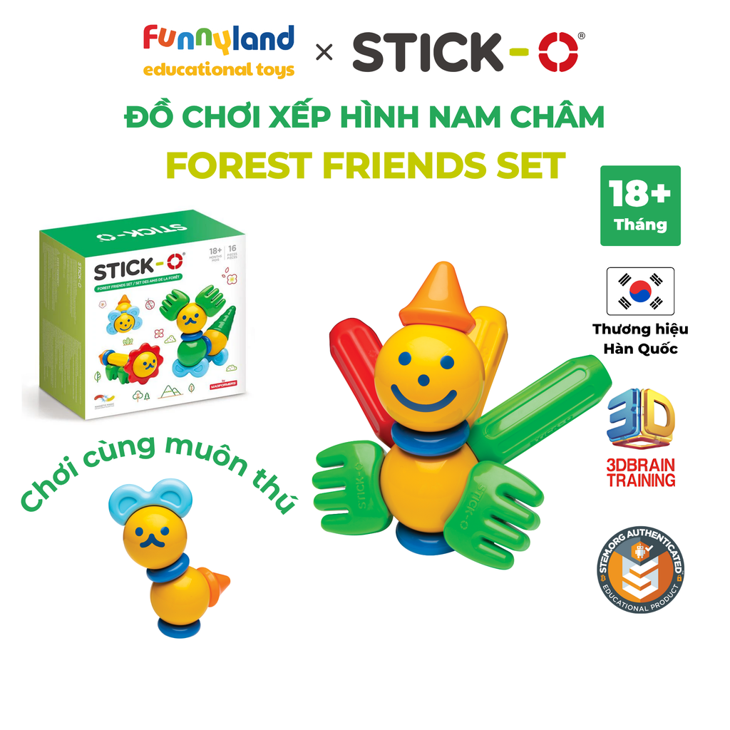 Đồ chơi xếp hình nam châm Hàn Quốc Stick-O FOREST FRIENDS SET