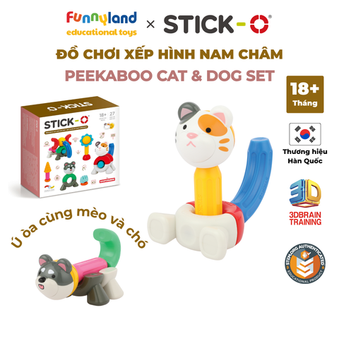 Đồ chơi xếp hình nam châm Hàn Quốc Stick-O PEEKABOO CAT & DOG SET