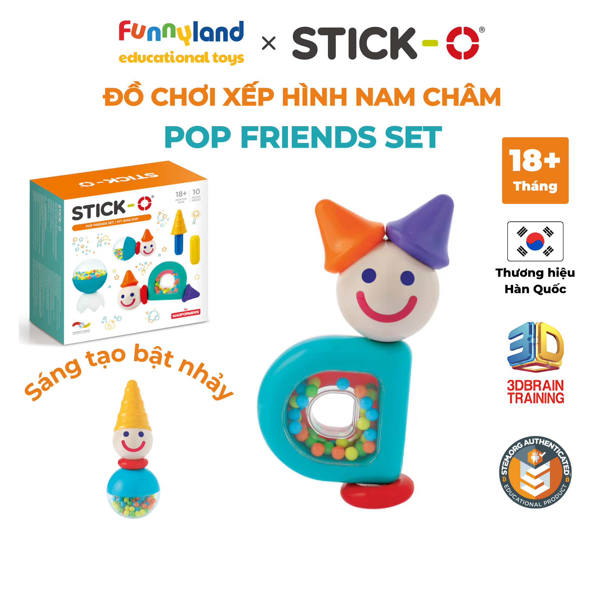 Đồ chơi xếp hình nam châm Hàn Quốc Stick-O POP FRIENDS SET