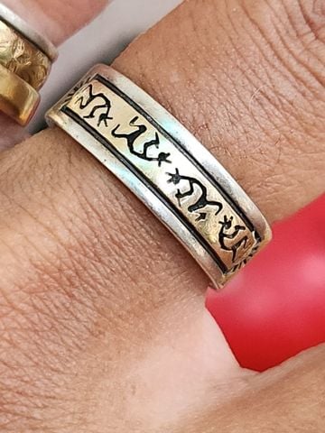  nhẫn mỹ bạc xưa Sterling vàng 14k 