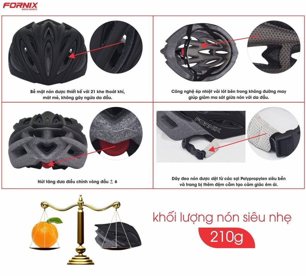 [CHÍNH HÃNG] NÓN BẢO HIỂM THỂ THAO FORNIX NM1L Phụ Kiện Sport