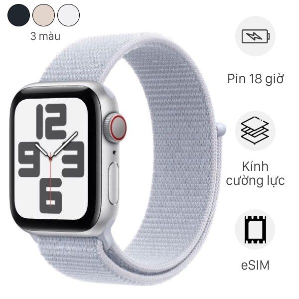 Apple Watch SE 2 GPS Cellular 44mm viền nhôm dây vải