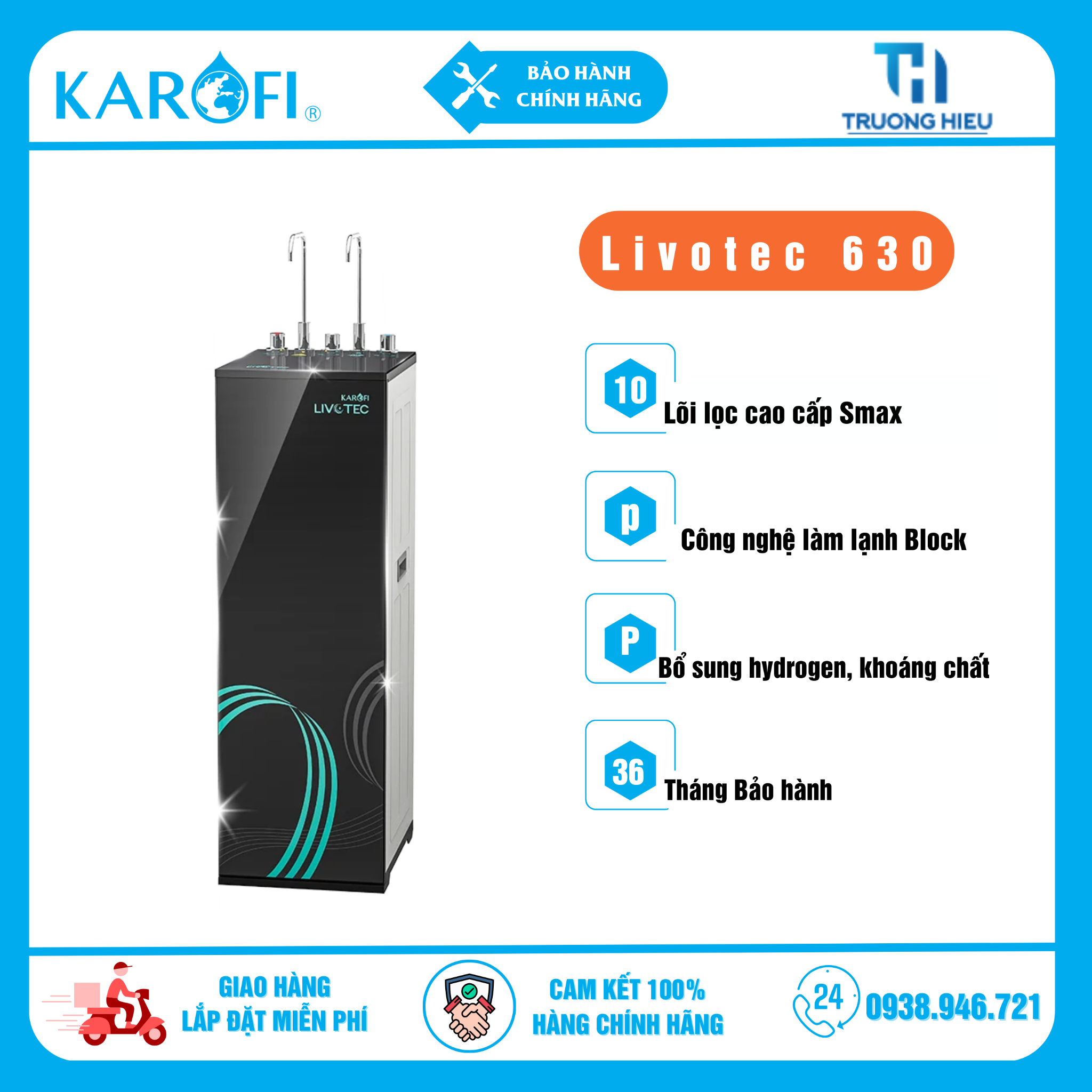 Máy Lọc Nước Nóng Lạnh Nguội Karofi Livotec 630