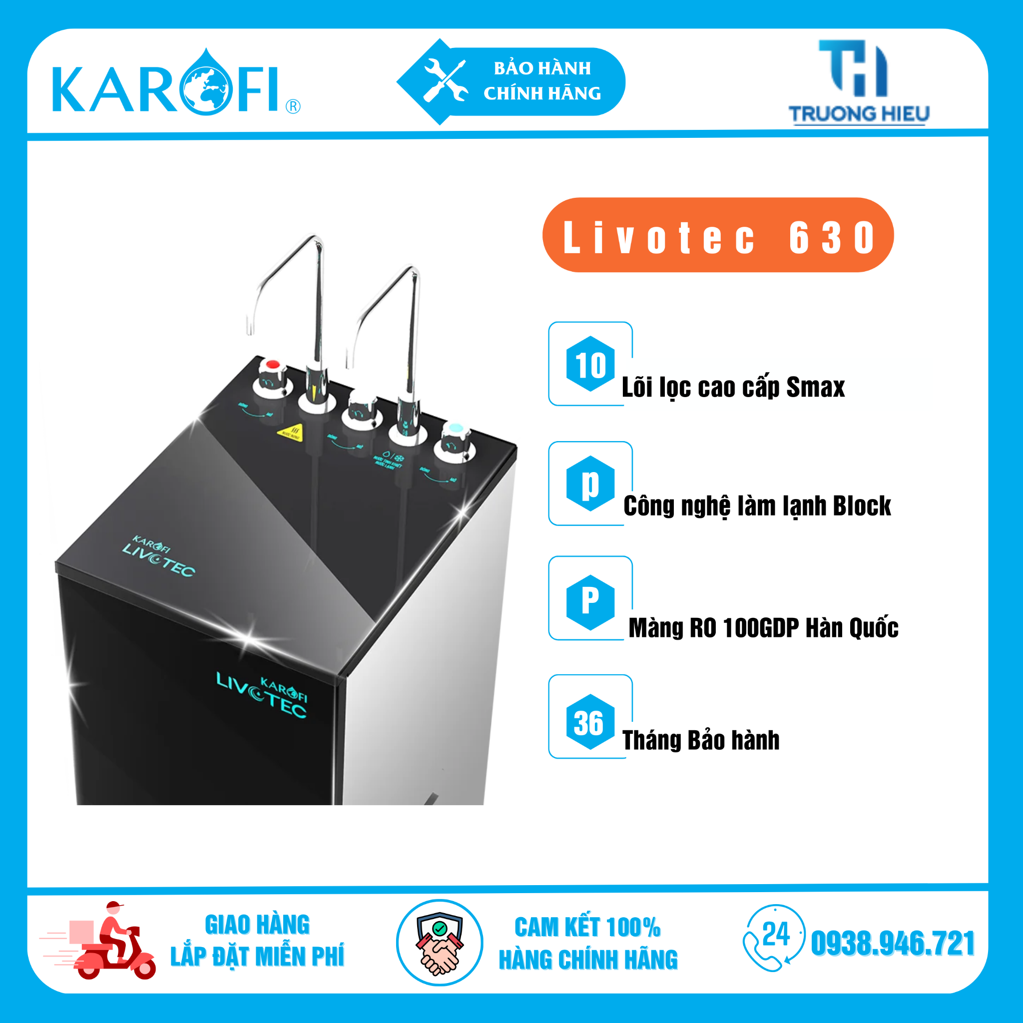 Máy Lọc Nước Nóng Lạnh Nguội Karofi Livotec 630