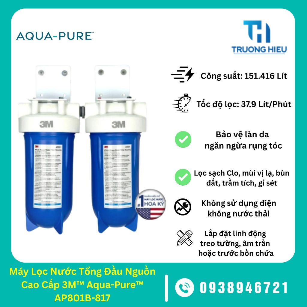 Máy Lọc Nước Tổng Đầu Nguồn Cao Cấp 3M™ Aqua-Pure™ AP801B-817