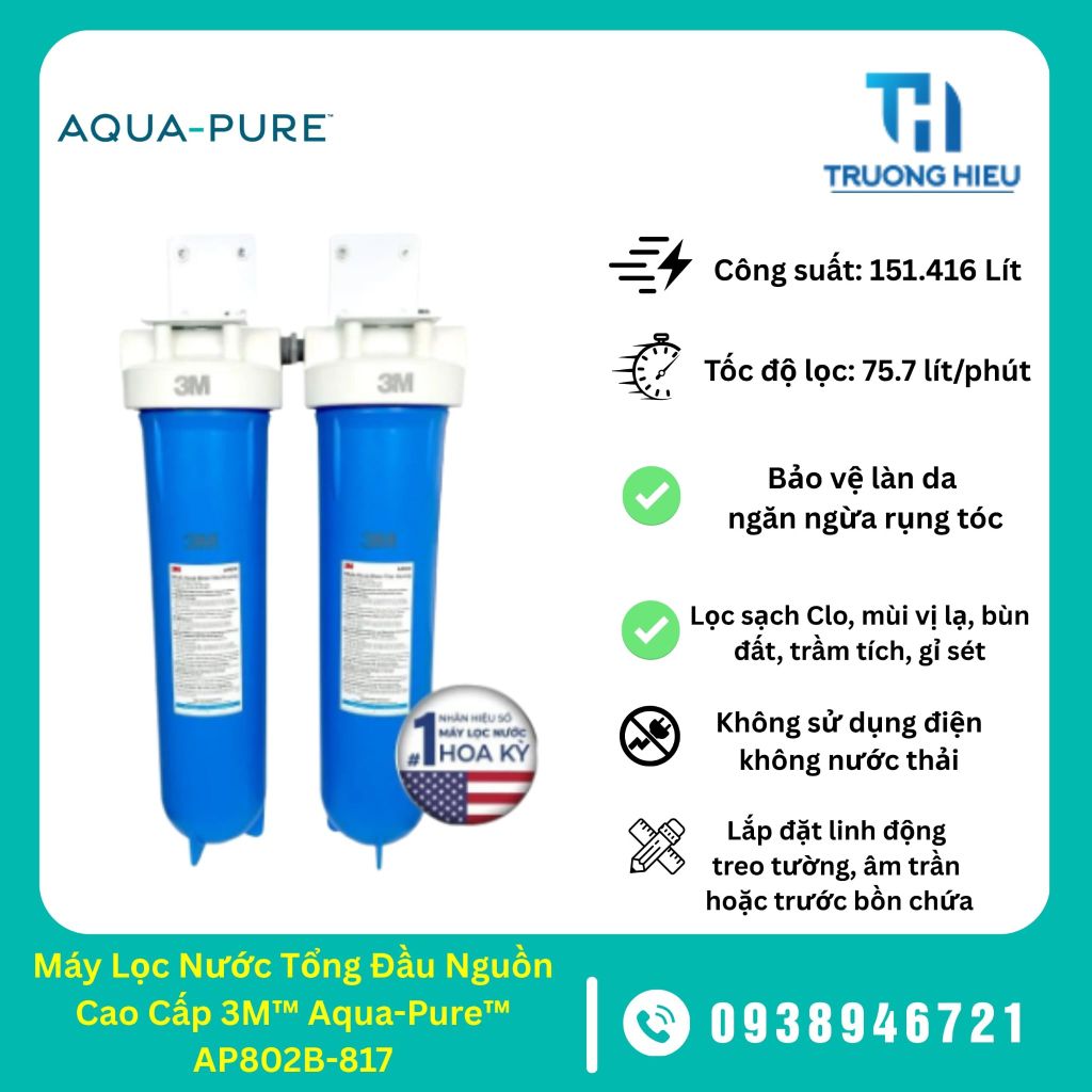 Máy Lọc Nước Tổng Đầu Nguồn Cao Cấp 3M™ Aqua-Pure™ AP802B-817