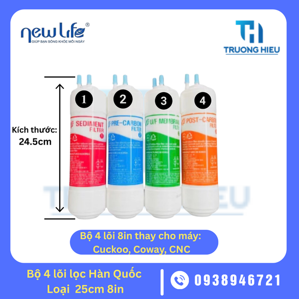 BỘ 4 LÕI LỌC HÀN QUỐC CHỮ U 8IN