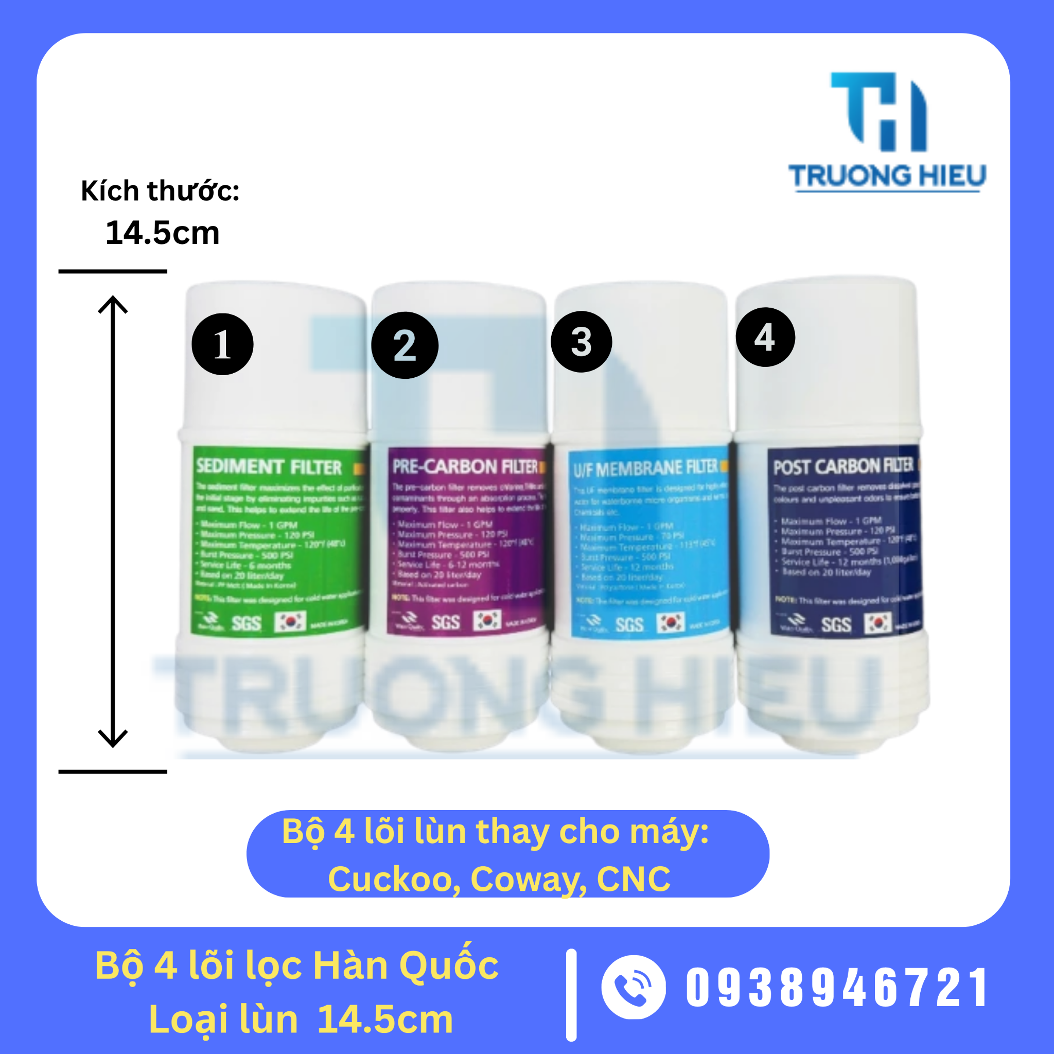 BỘ 4 LÕI LÙN HÀN QUỐC 14.5CM