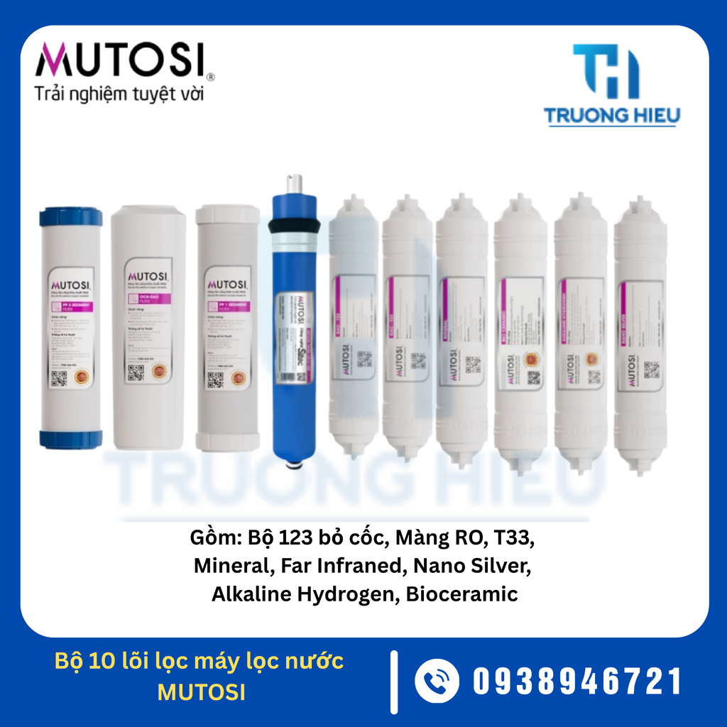 Bộ 10 lõi lọc máy lọc nước Mutosi