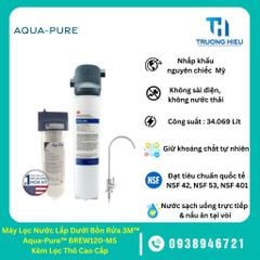 Bộ Sản Phẩm Máy Lọc Nước Lắp Dưới Bồn Rửa 3M™ Aqua-Pure™ BREW120-MS Kèm Lọc Thô Cao Cấp