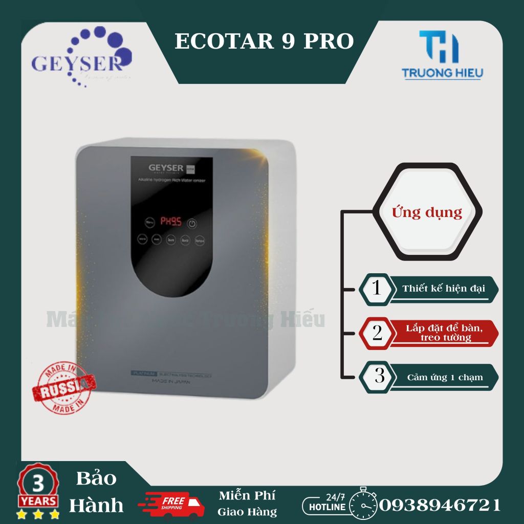 Máy lọc nước ion kiềm giàu hydro Geyser Ecotar 9 Pro