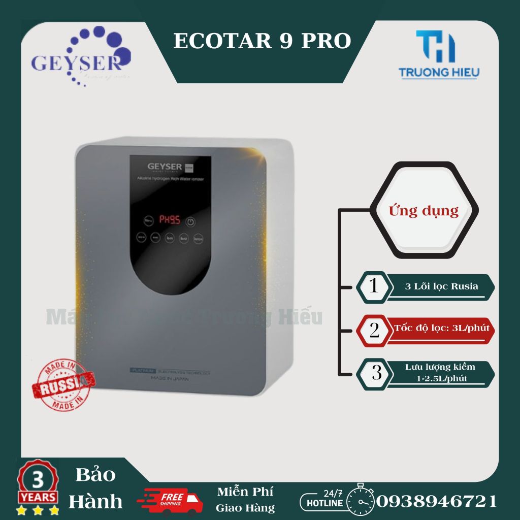Máy lọc nước ion kiềm giàu hydro Geyser Ecotar 9 Pro