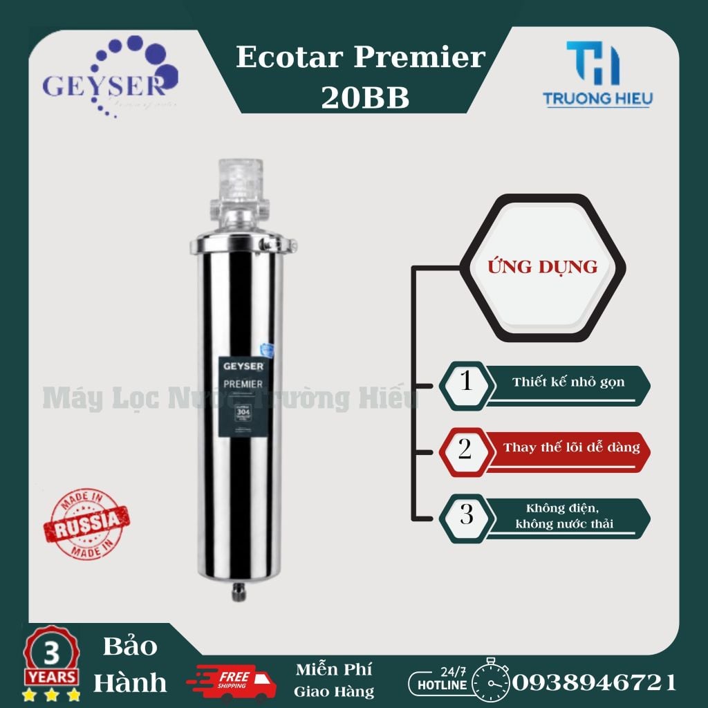 Cột lọc nước tắm sinh hoạt Geyser Ecotar Premier 20BB