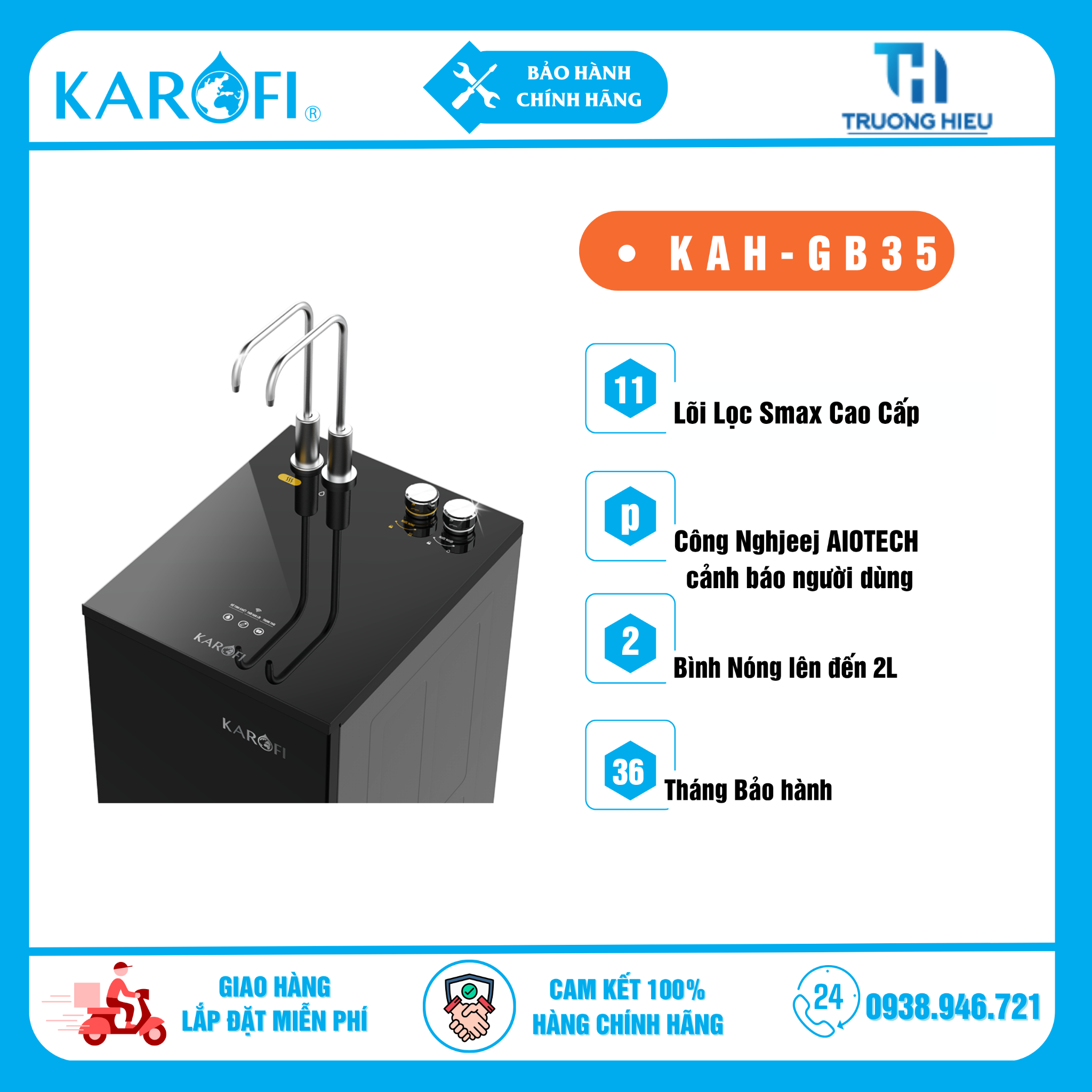 MÁY LỌC NƯỚC NÓNG NGUỘI KAROFI KAH-GB35