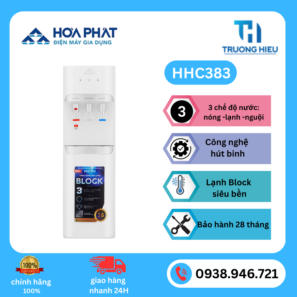 Cây nước nóng lạnh hút bình Hòa Phát HHC383
