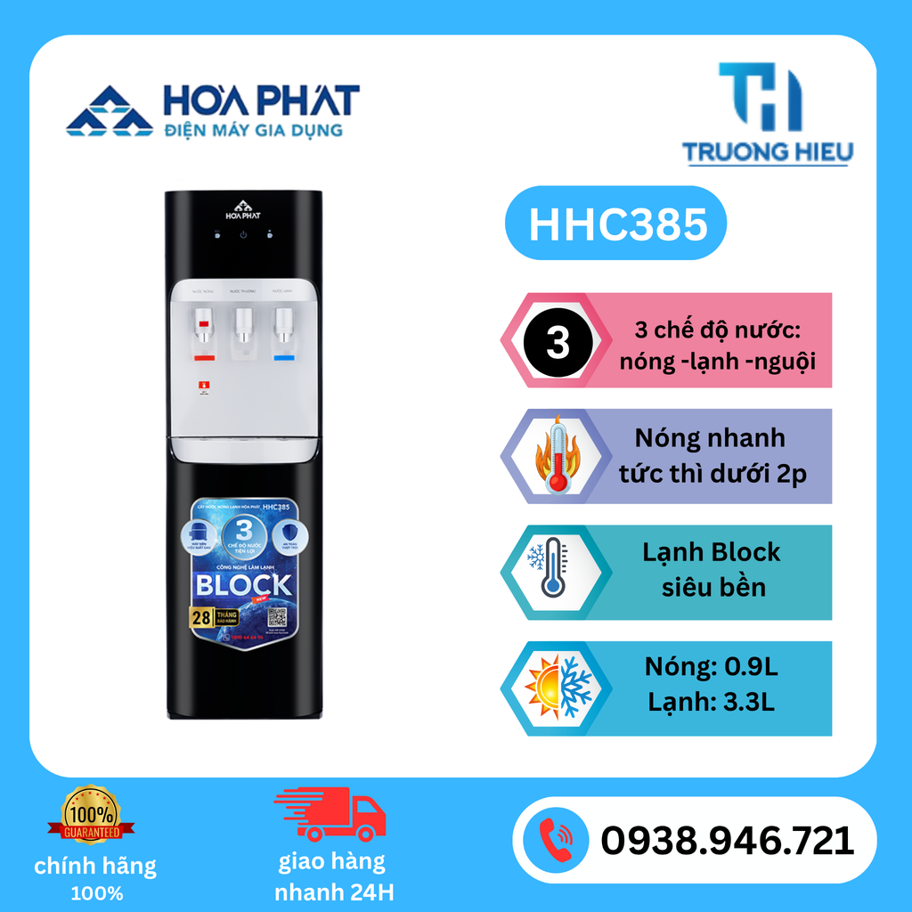 Cây nước nóng lạnh hút bình Hòa Phát HHC385