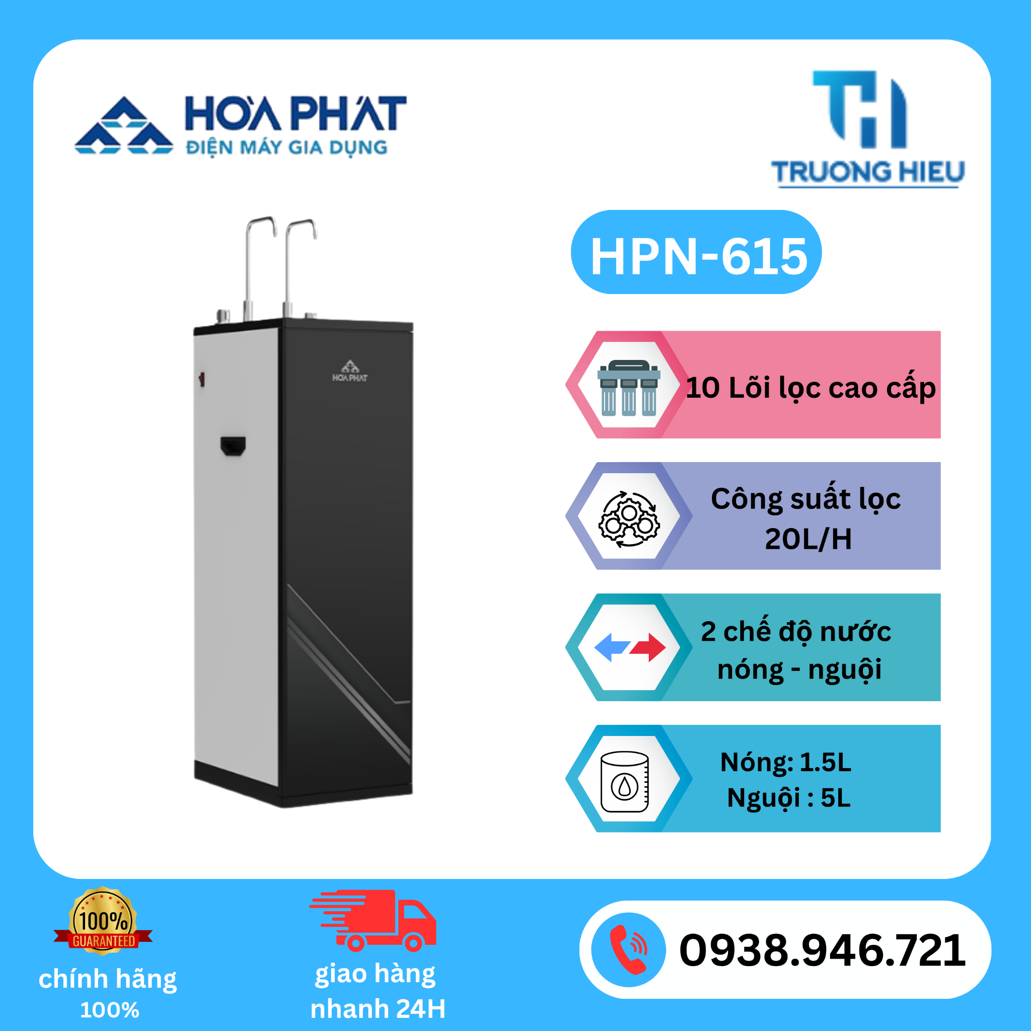 MÁY LỌC NƯỚC NÓNG NGUỘI HÒA PHÁT HPN-615