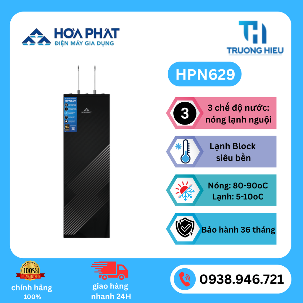 MÁY LỌC NƯỚC RO NÓNG LẠNH NGUỘI HÒA PHÁT HPN-629