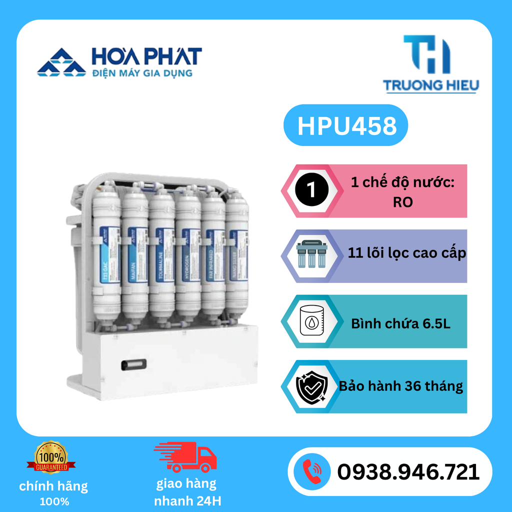 Máy lọc nước để gầm Hòa Phát HPU458 11 lõi lọc
