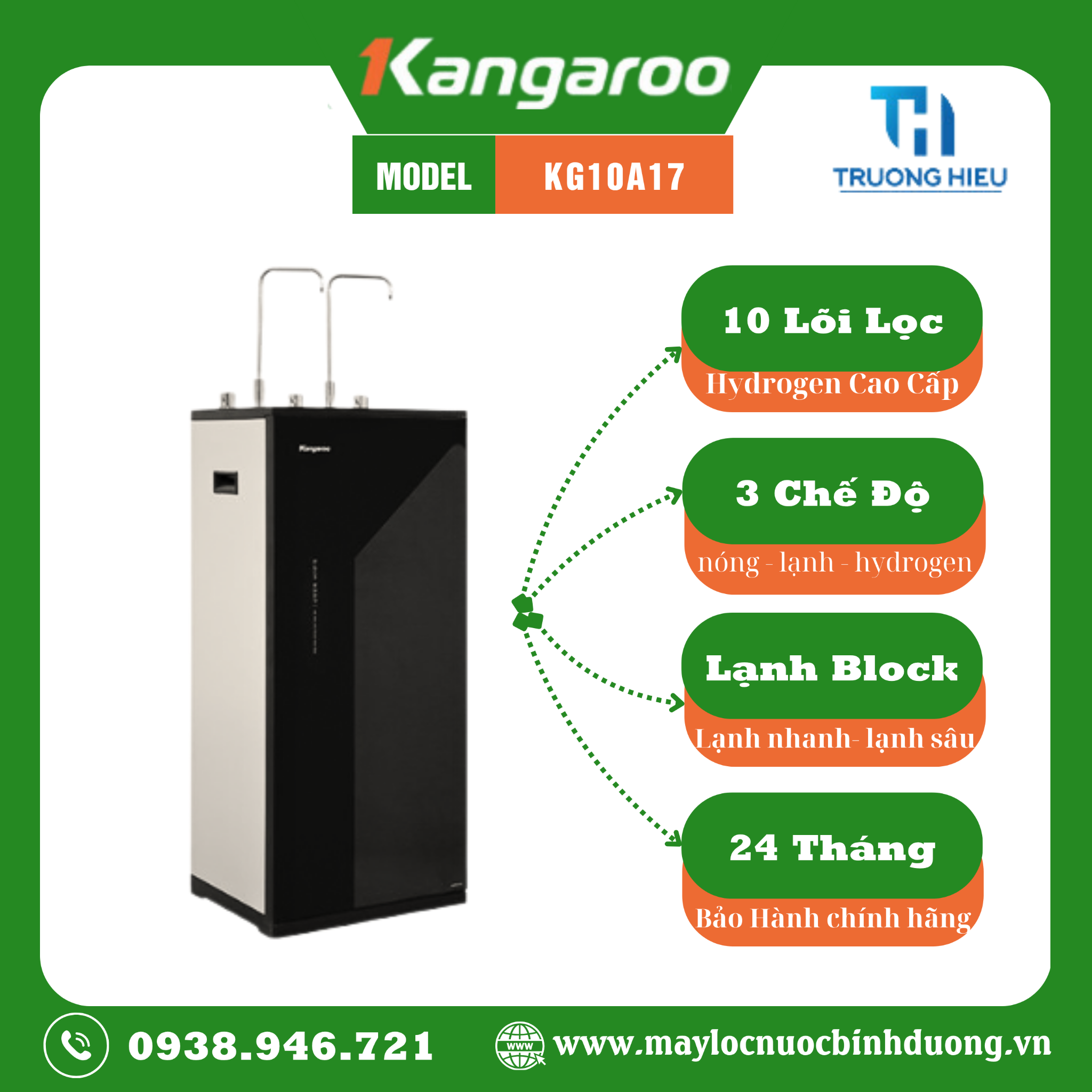 MÁY LỌC NƯỚC NÓNG LẠNH RO KANGAROO 10 LÕI KG10A17