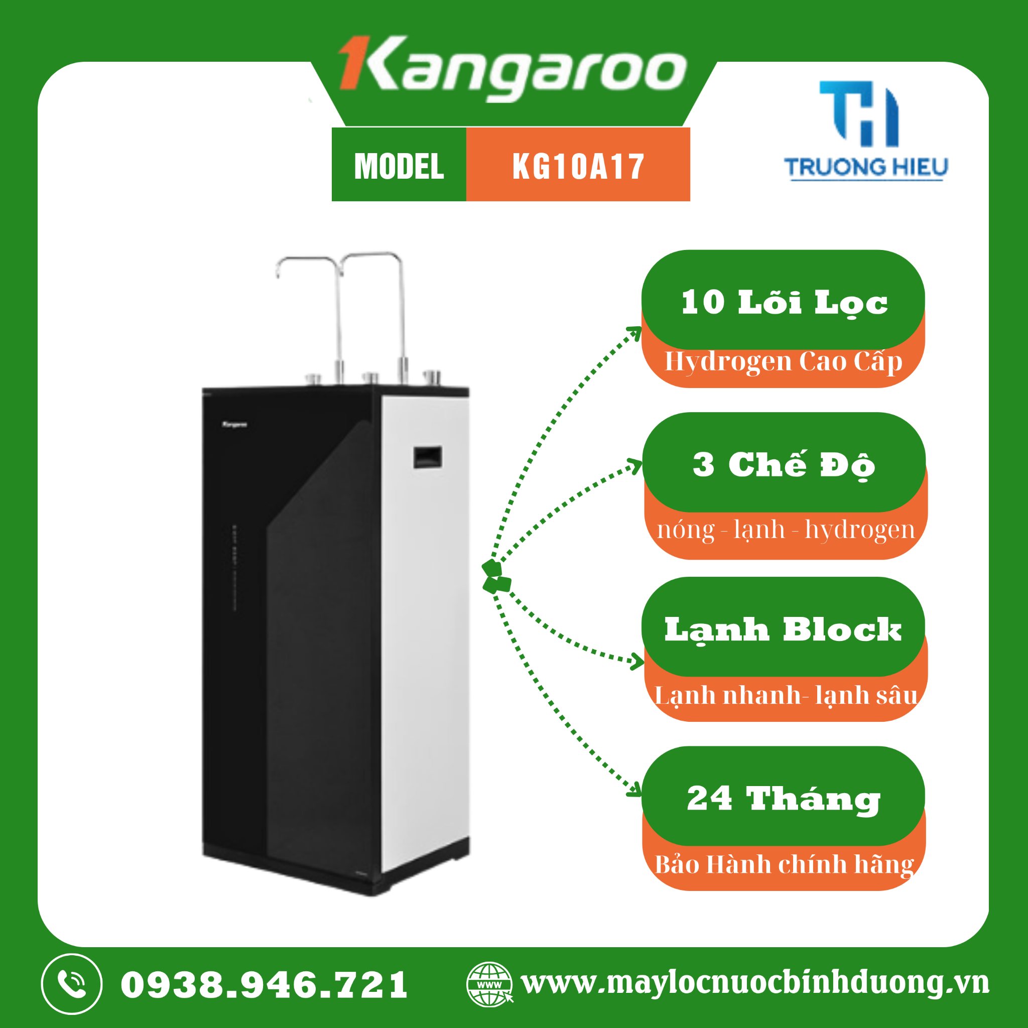 MÁY LỌC NƯỚC NÓNG LẠNH RO KANGAROO 10 LÕI KG10A17