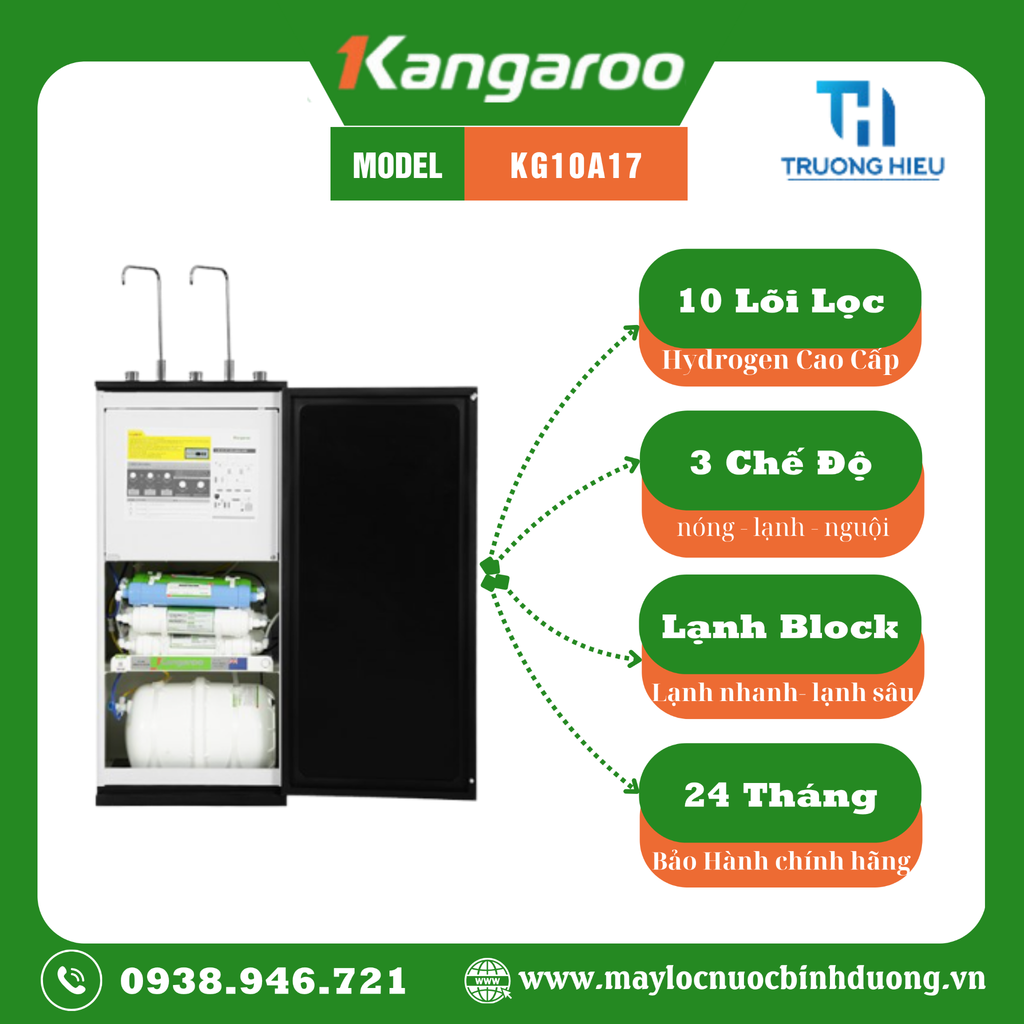 MÁY LỌC NƯỚC NÓNG LẠNH RO KANGAROO 10 LÕI KG10A17