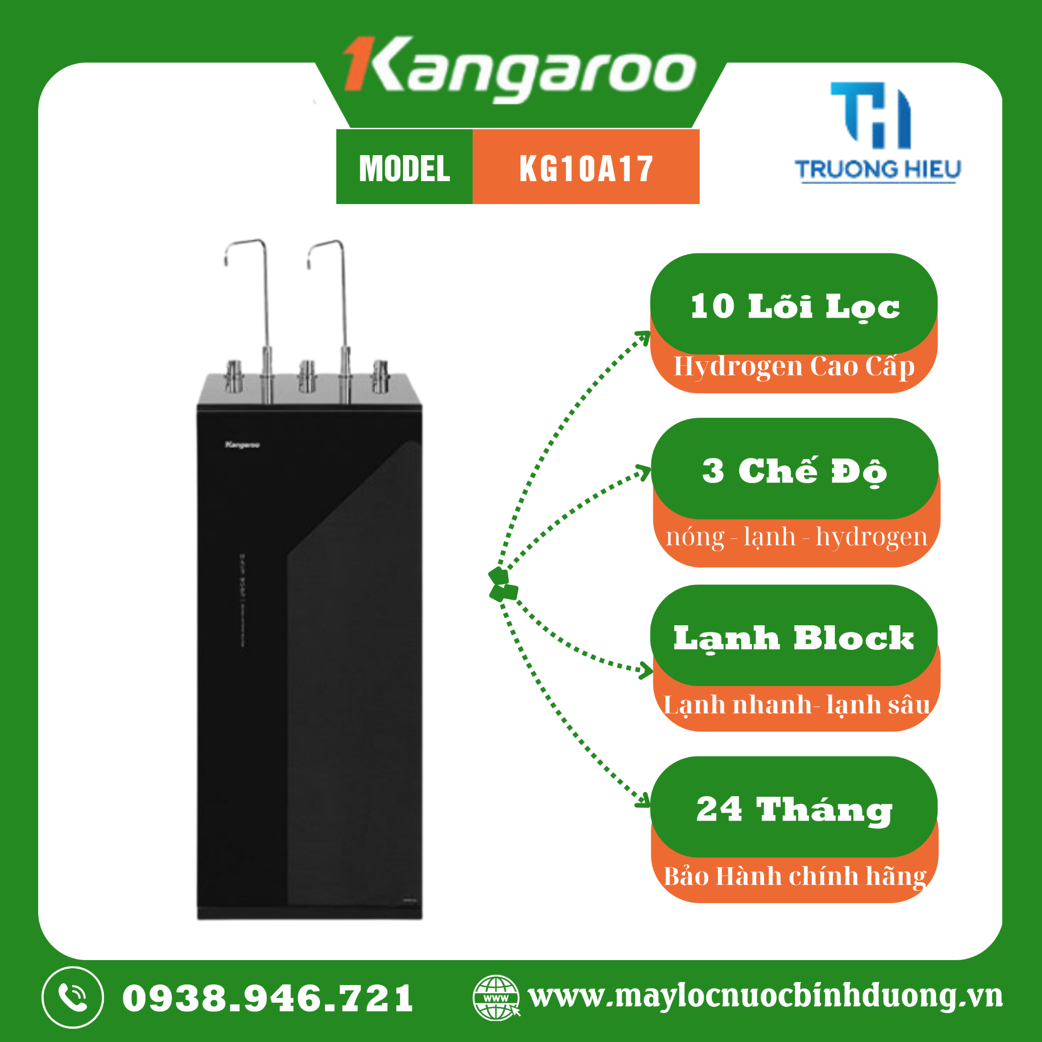 MÁY LỌC NƯỚC NÓNG LẠNH RO KANGAROO 10 LÕI KG10A17