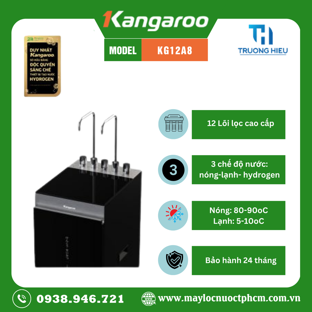 MÁY LỌC NƯỚC NÓNG LẠNH HYDROGEN KANGAROO KG12A8