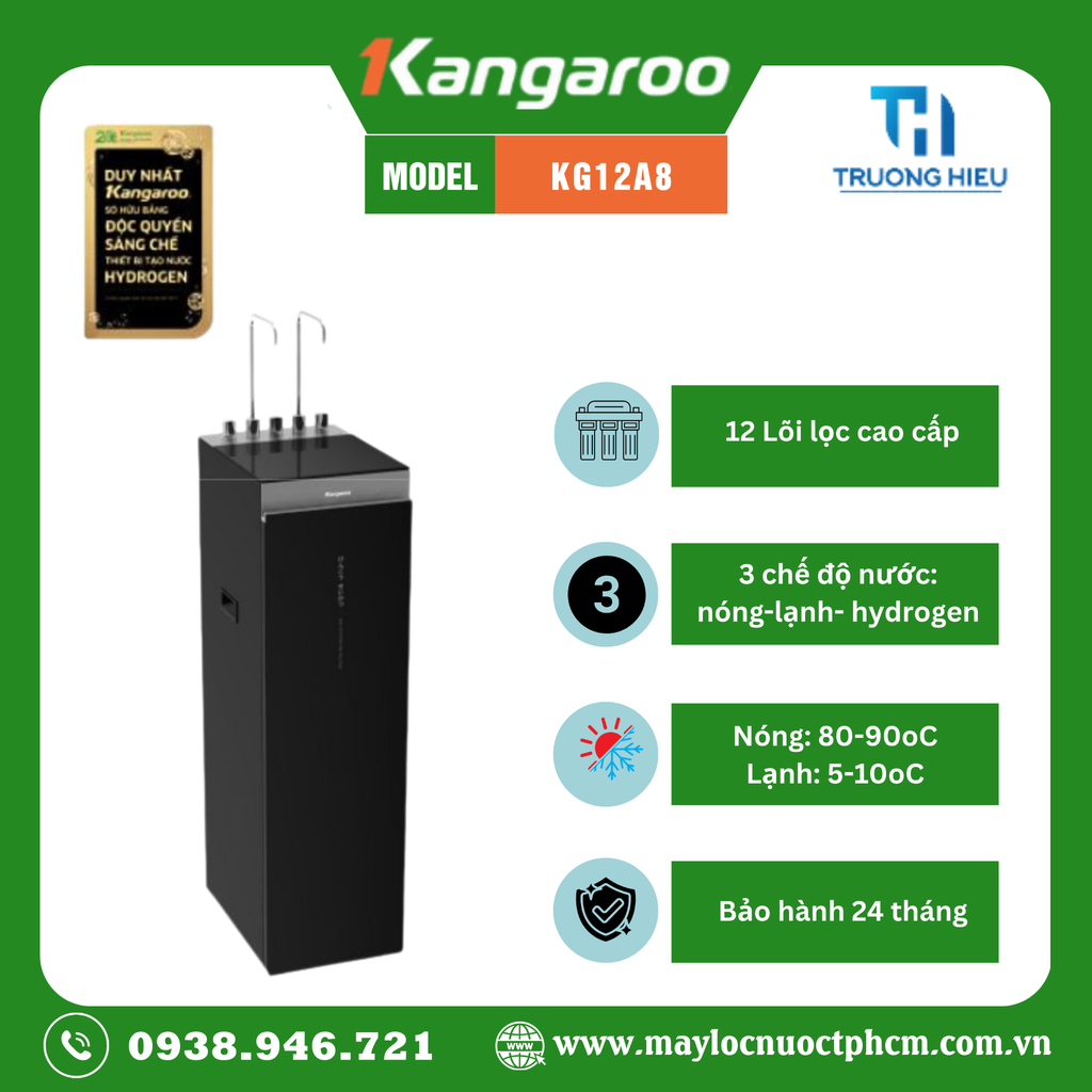 MÁY LỌC NƯỚC NÓNG LẠNH HYDROGEN KANGAROO KG12A8