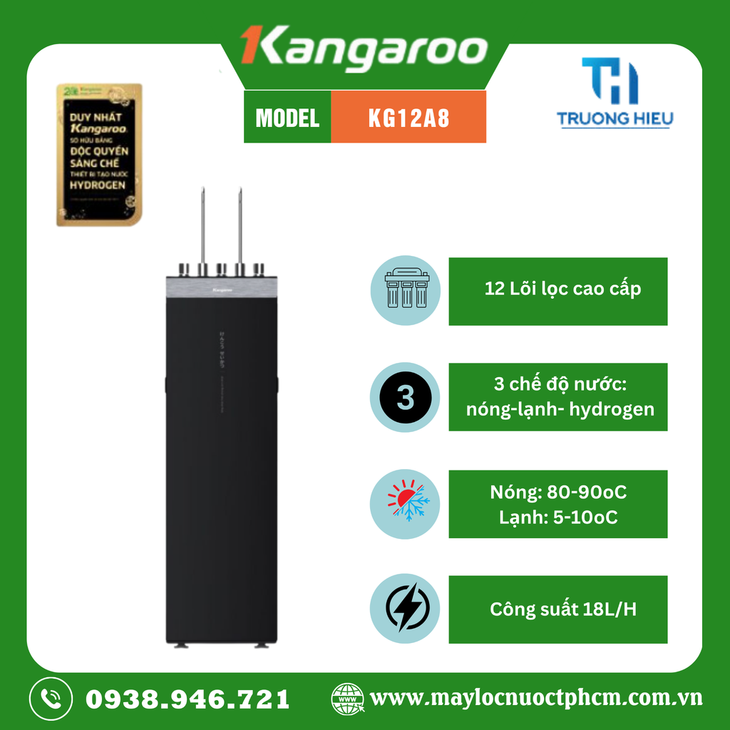 Máy lọc nước RO Kangaroo Sumire Hydrogen nóng lạnh KG12A6