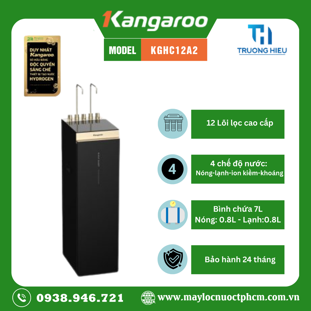 Máy lọc nước Kangaroo Sumire Hydrogen ion kiềm nóng lạnh KGHC12A2