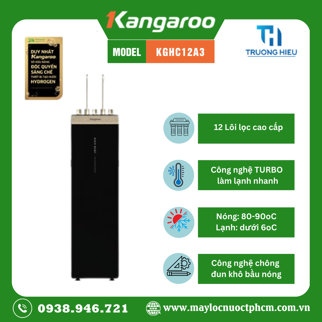 Máy lọc nước Kangaroo Sumire Hydrogen ion kiềm nóng lạnh KGHC12A3