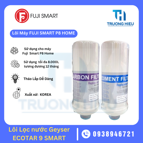 BỘ 2 LÕI LỌC MÁY LỌC NƯỚC ION KIỀM FUJI P8 HOME