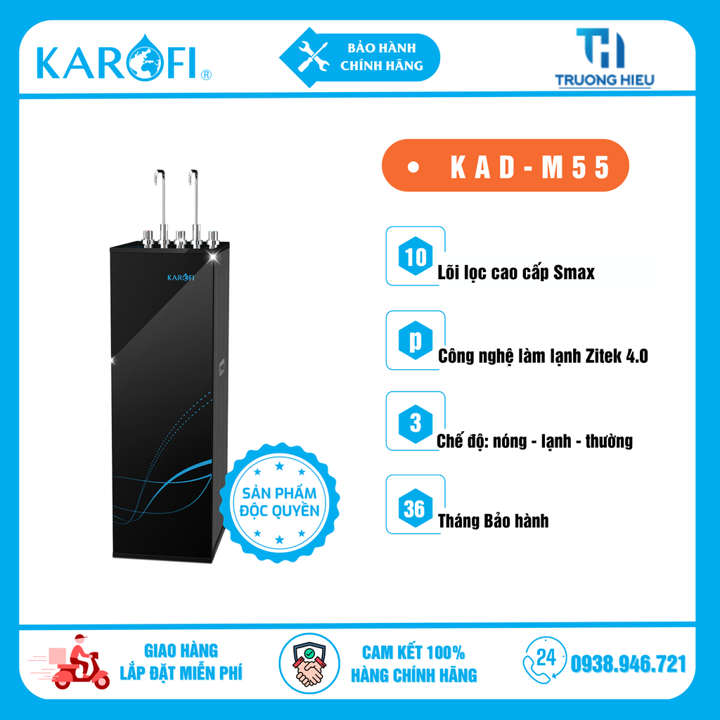 Máy lọc nước nóng lạnh Karofi KAD-M55
