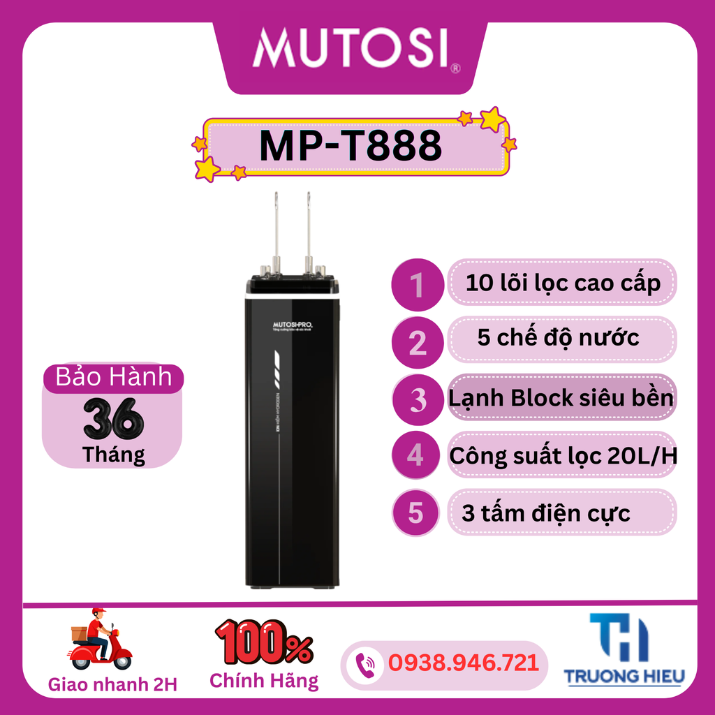 MÁY LỌC NƯỚC NÓNG LẠNH ION KIỀM MUTOSI MP-T888