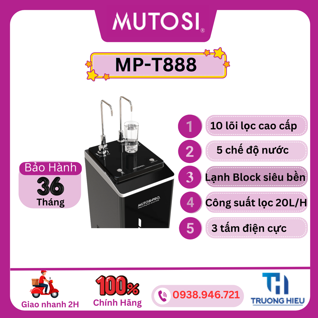 MÁY LỌC NƯỚC NÓNG LẠNH ION KIỀM MUTOSI MP-T888