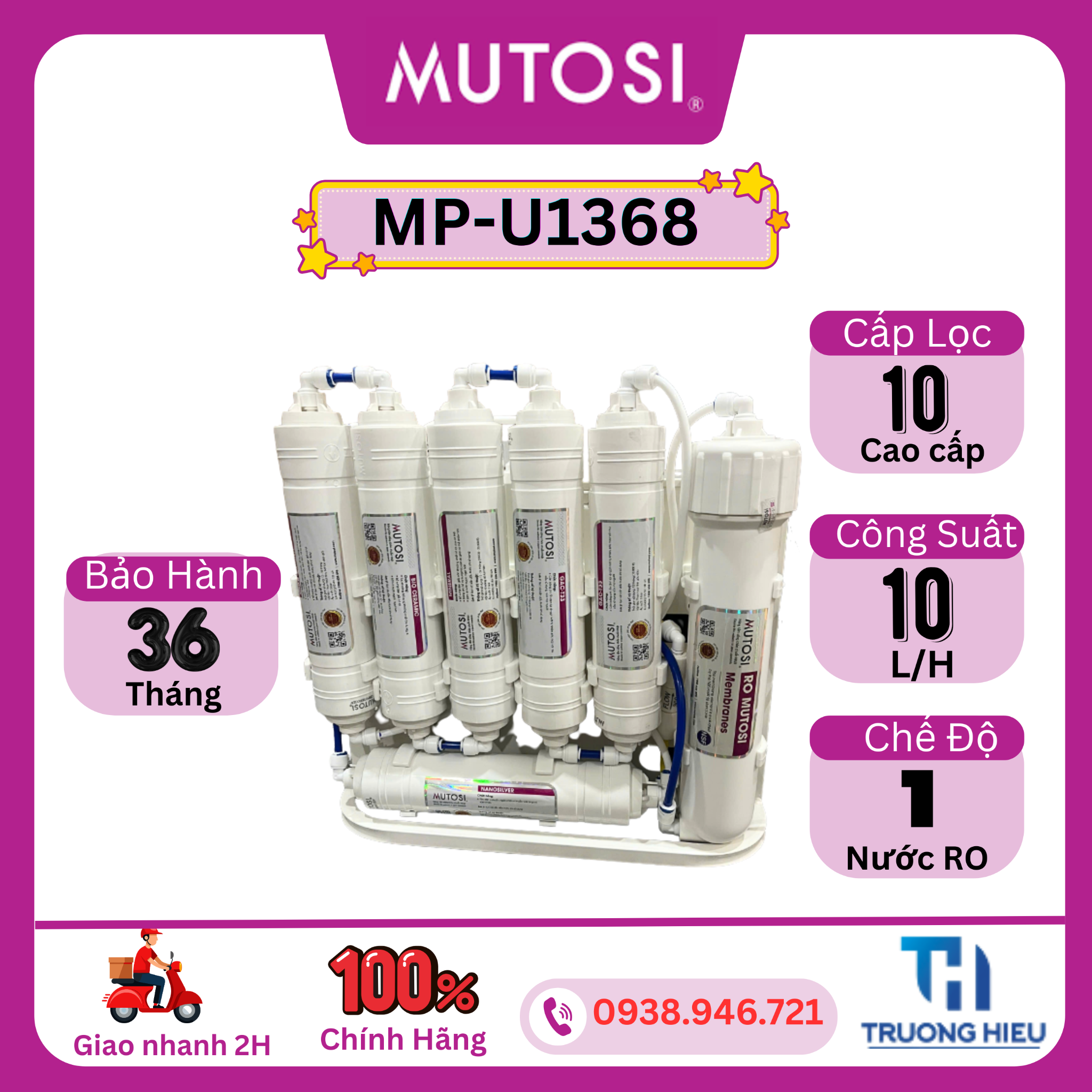 Máy lọc nước để gầm 10 lõi Mutosi MP-U1368