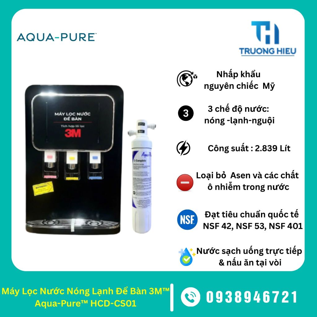 Máy Lọc Nước Nóng Lạnh Để Bàn 3M Aqua-Pure HCD-CS01