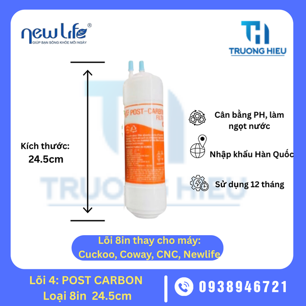 LÕI LỌC NƯỚC SỐ 4 POST CARBON HÀN QUỐC 8IN