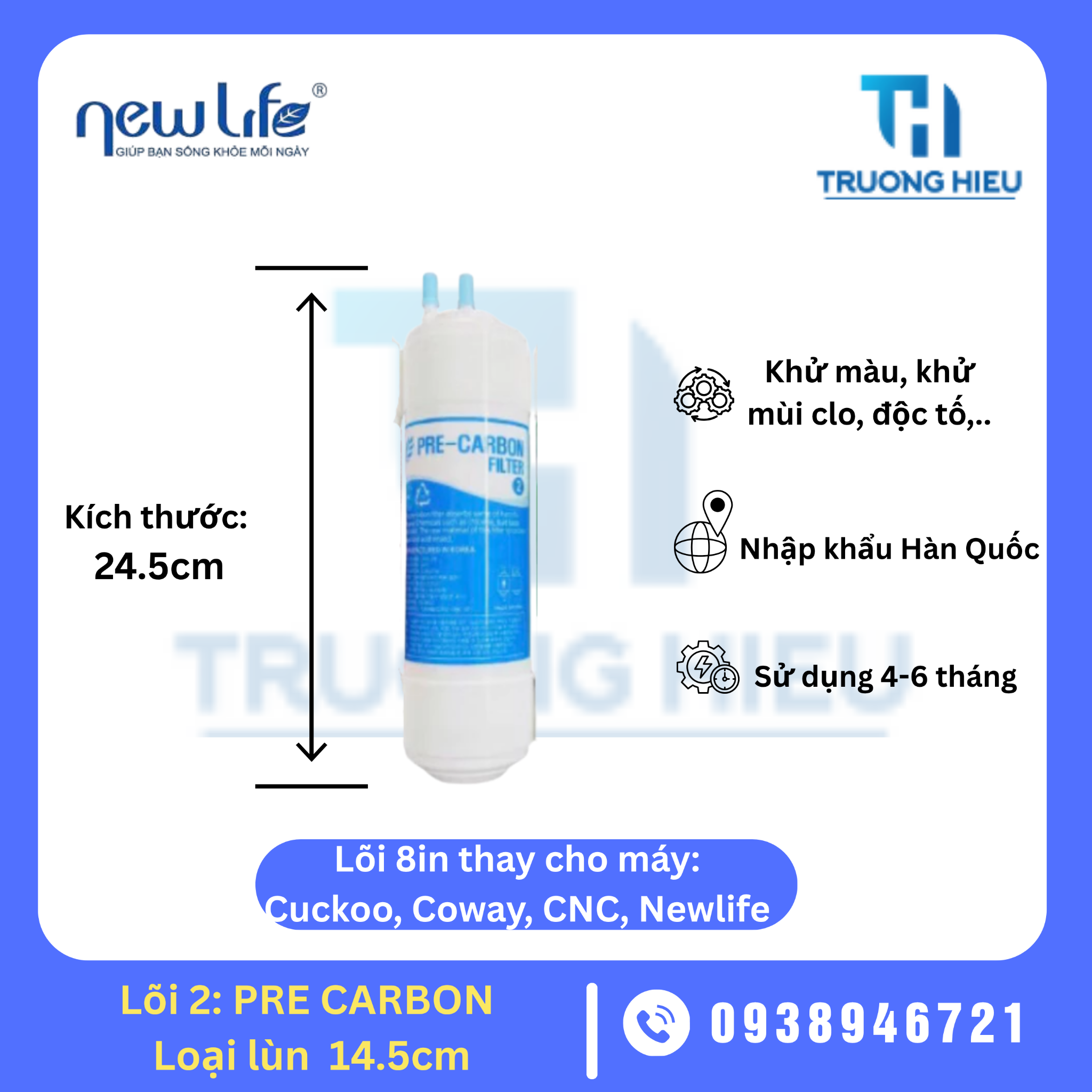 LÕI LỌC NƯỚC SỐ 2 PRE CARBON HÀN QUỐC 8IN