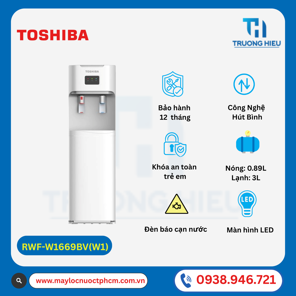 CÂY NƯỚC NÓNG LẠNH HÚT BÌNH TOSHIBA RWF-W1669BV
