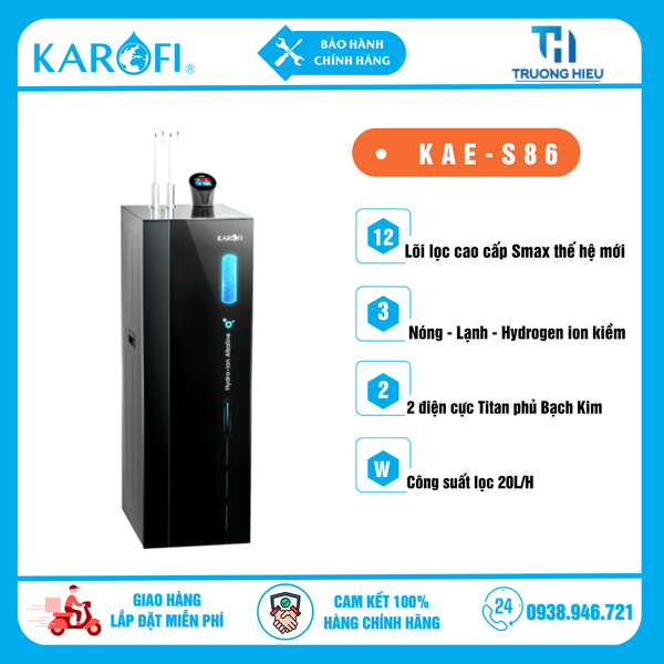 Máy lọc nước nóng lạnh Hydro-ion kiềm Karofi KAE-S86