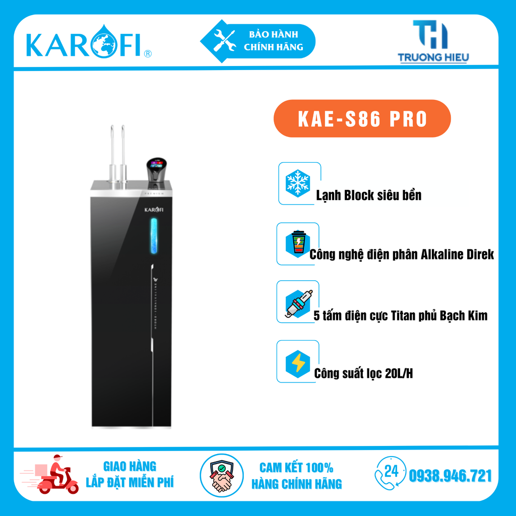 MÁY LỌC NƯỚC NÓNG LẠNH HYDRO- ION KIỀM KAROFI KAE-S86 PRO